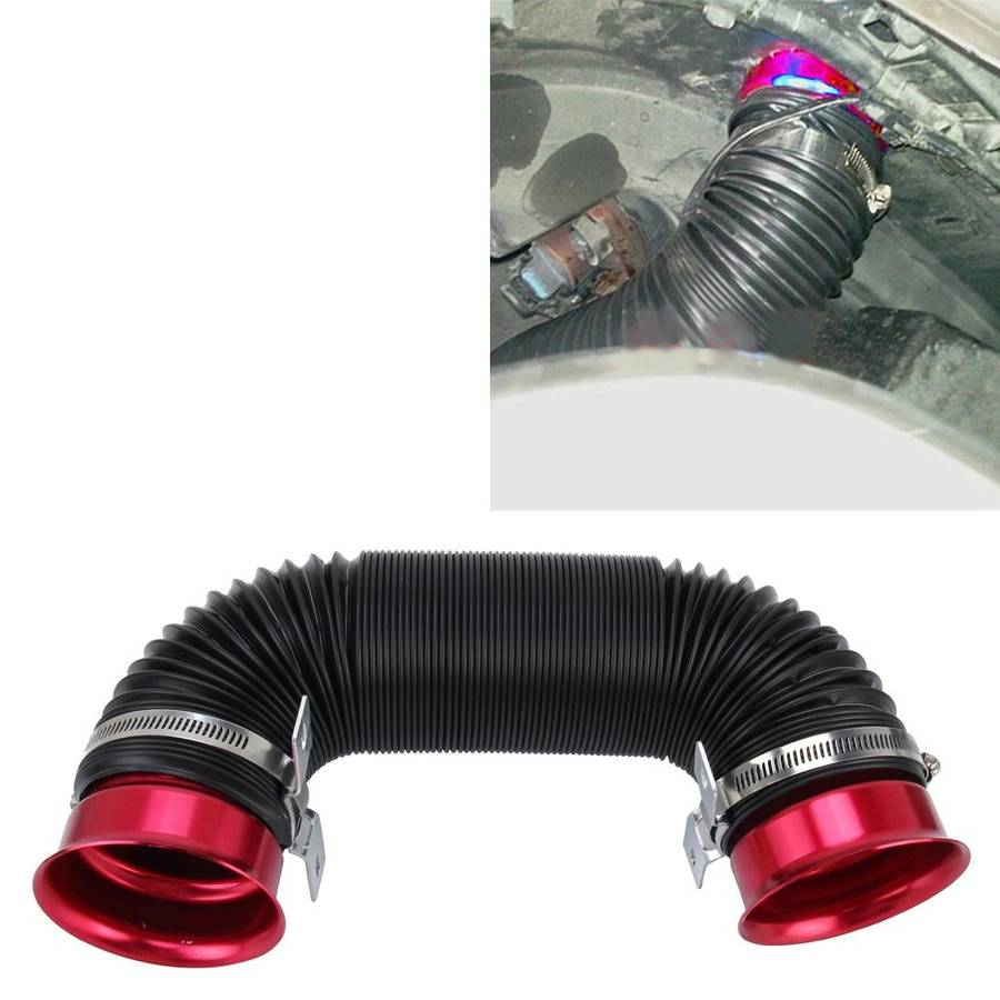 Car Auto Universal Tube Air Filter Adjustable Cold Air Injection Intake System Pipe Without Air F...