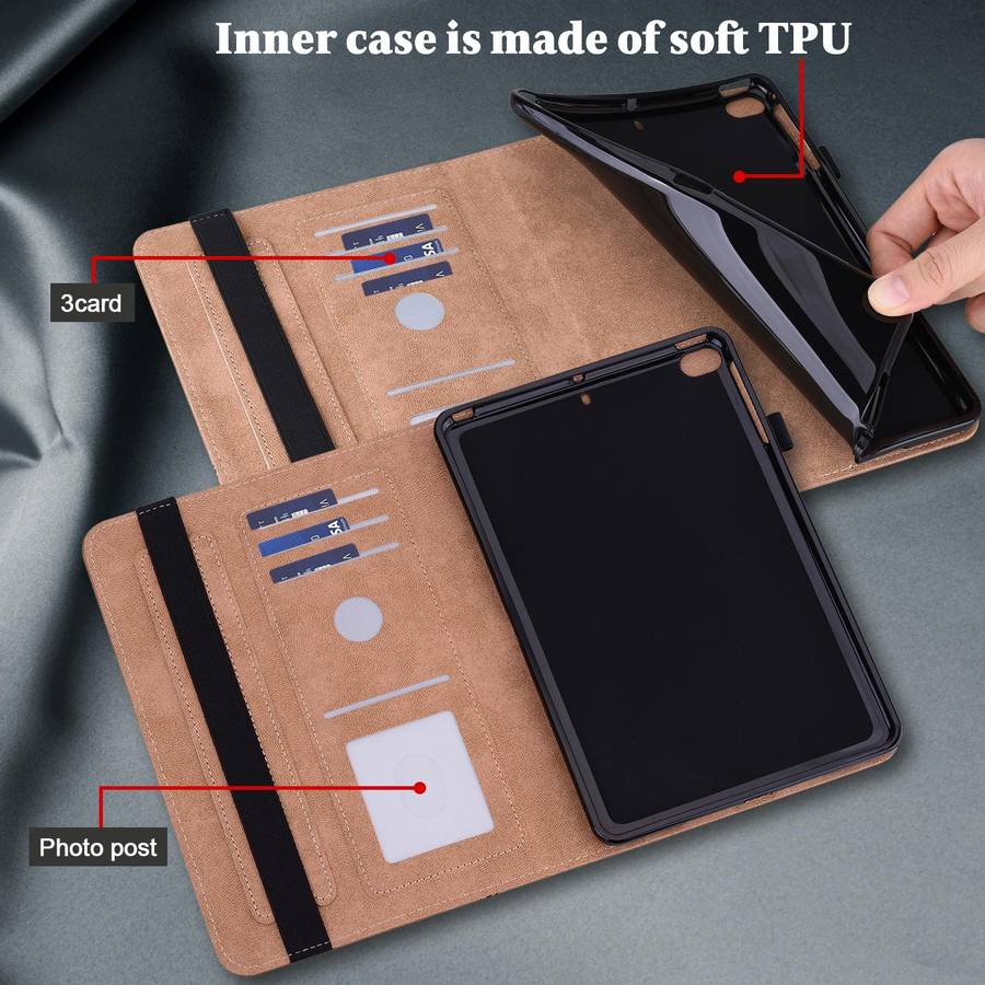 For Samsung Galaxy Tab A8 10.5 (2021) Solid Color Embossed Striped Leather Tablet Case(Brown)
