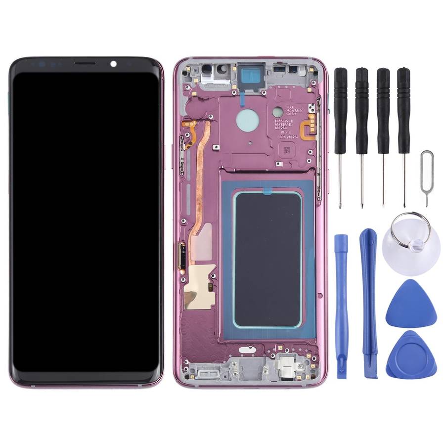 OLED LCD Screen for Samsung Galaxy S9+ SM-G965 Digitizer Full Assembly with Frame (Purple)