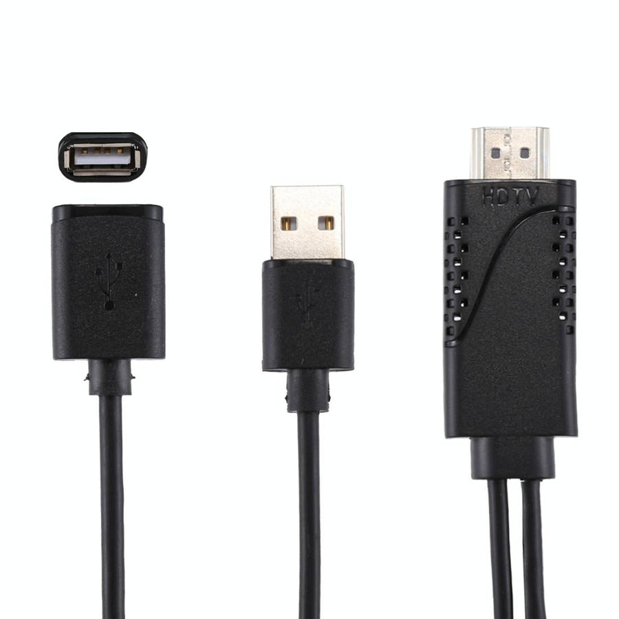1080P USB 2.0 Male + USB 2.0 Female to HDMI HDTV AV Adapter Cable for iPhone / iPad, Android Smar...