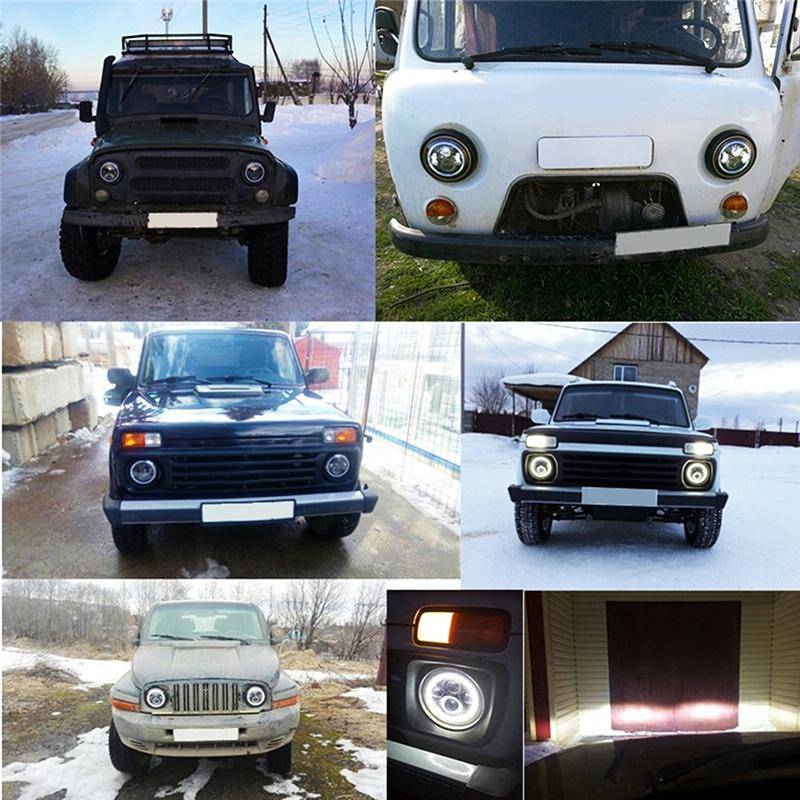 2 PCS 7 inch IP68 Waterproof 6500K 75W CREE LED Headlight Hi/Lo Beam Driving Lamp for Jeep Wrangl...