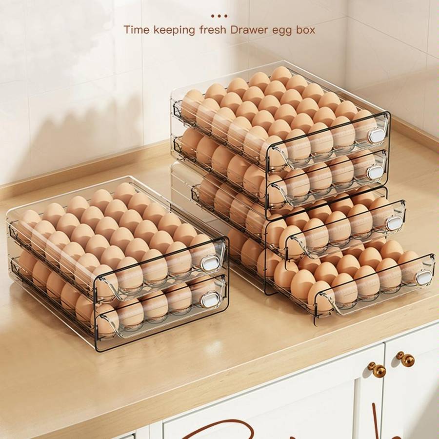Large Double Layer 40 Grid Egg Storage Box PET Transparent Multi-Specification Egg Box