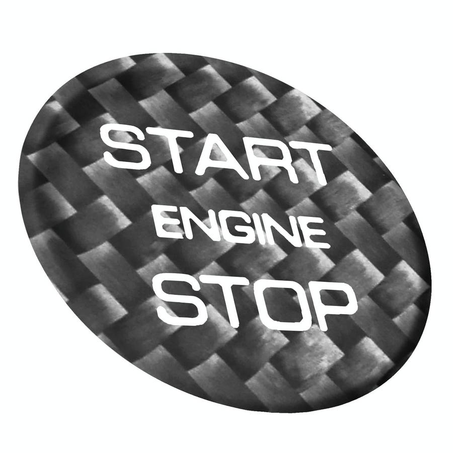 Car Carbon Fiber Engine Start Button Decorative Cover Trim for Land Rover Discovery 2016-2019 (Bl...