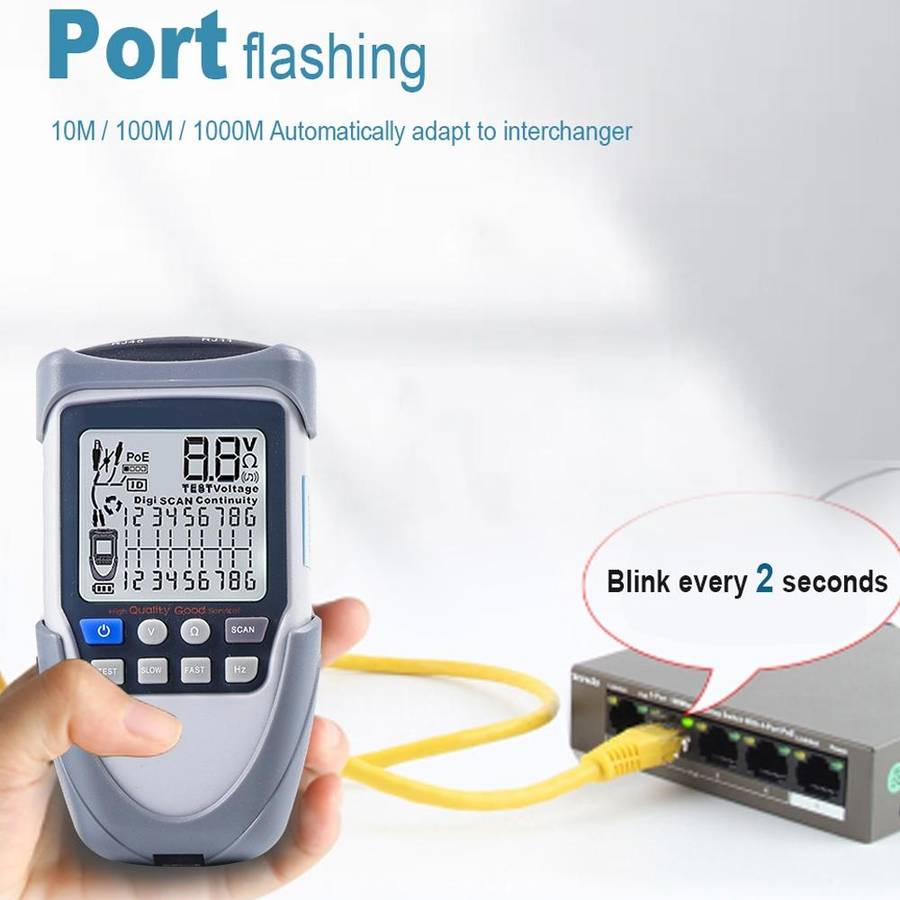 ET612 Network Cable Tester Wire Tracker Battery Voltage POE Test Multi-function Cable Tester