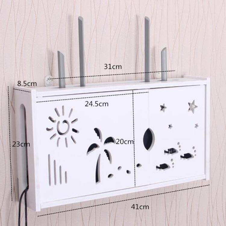 Wifi Router Box PVC Wall-mounted Shelf Hanging Board Bracket Storage Box, Size:41x23x8.5cm(Coconu...