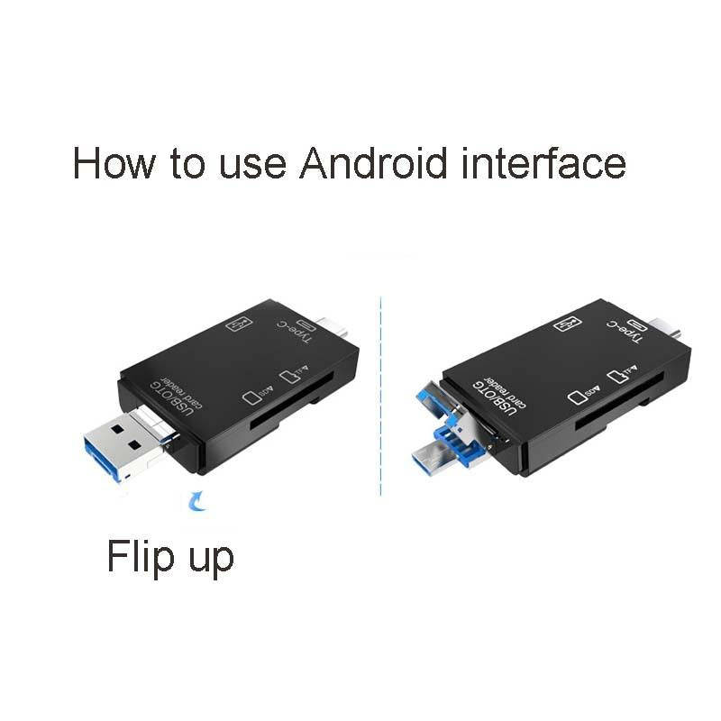 2 PCS Type-C & Micro USB & USB 2.0 3 in 1 Ports Multi-function Card Reader, Support U Disk / TF /...