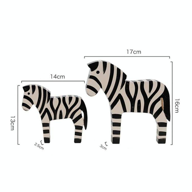 2 PCS/Set Wooden Painted Zebra Ornaments Creative Home Decorate