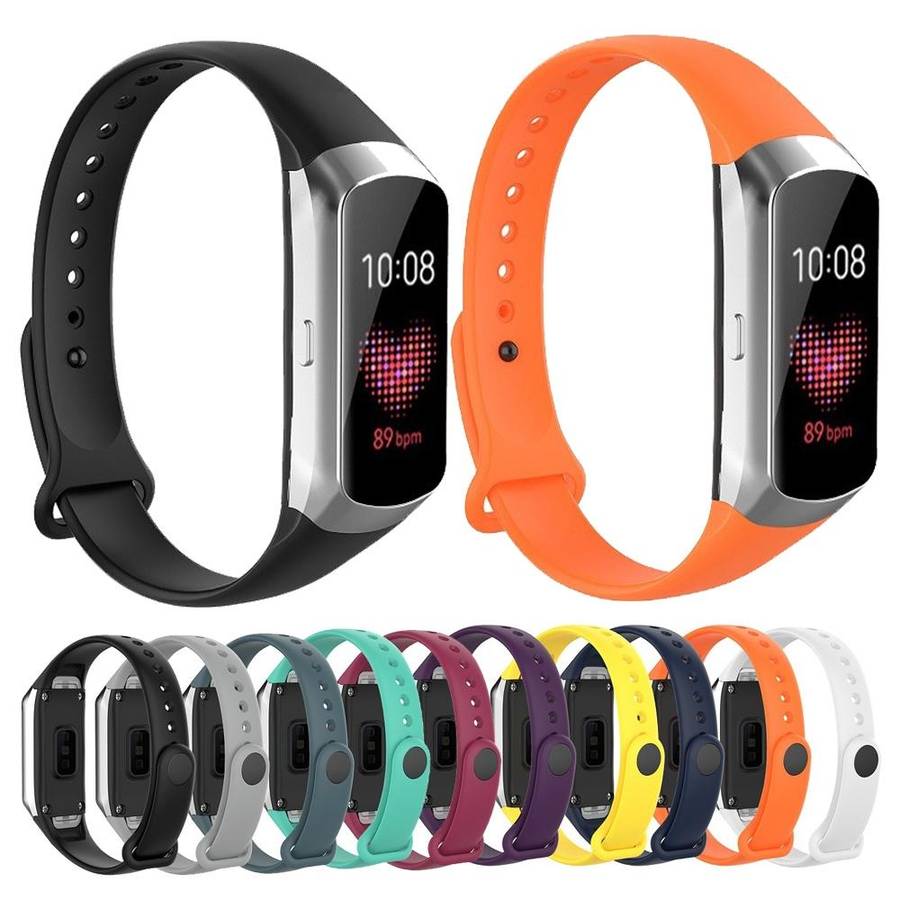 For Samsung Galaxy Fit SM-R370 Silicone Glossy Nail Button Watch Band(Black)
