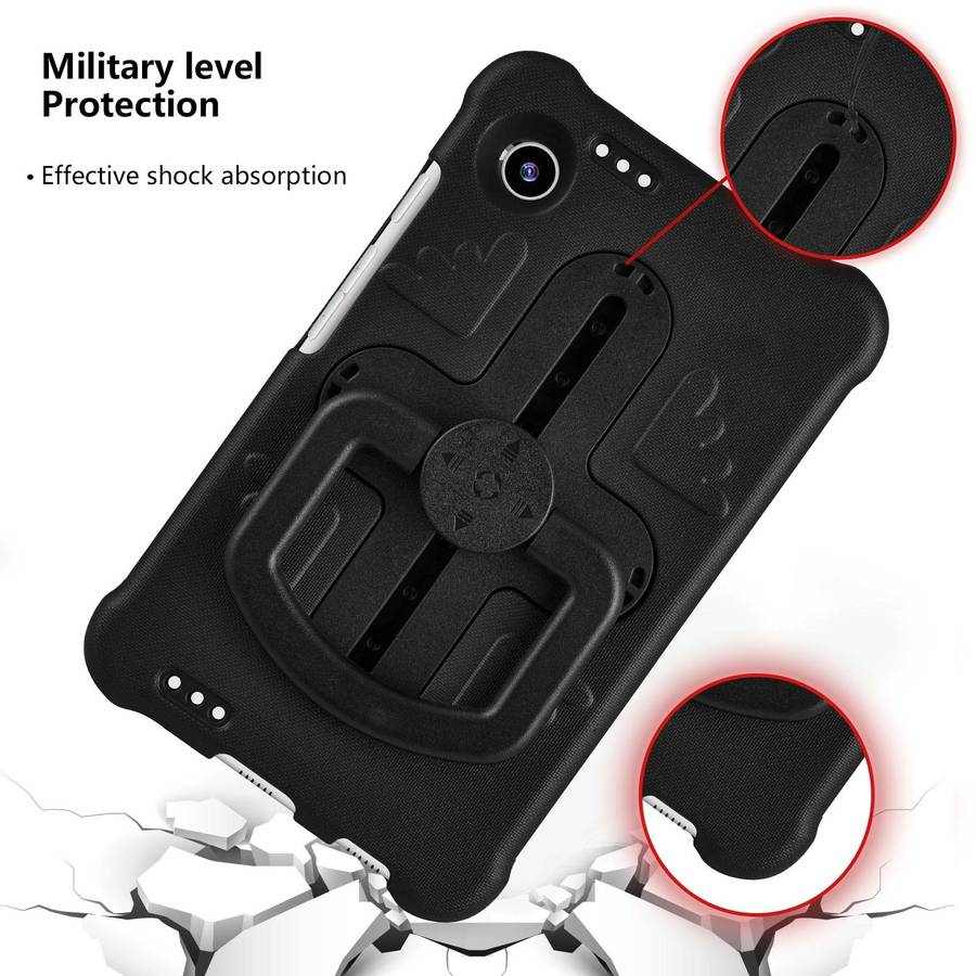 For Samsung Galaxy Tab A9 Shield 360 Rotation Handle EVA Shockproof PC Tablet Case(Black)