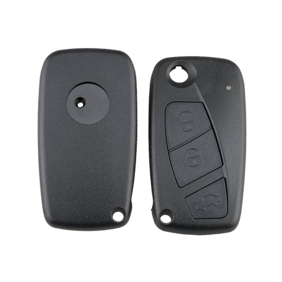 For FIAT Car Keys Replacement 3 Buttons Car Key Case with Side Battery Holder (Black)