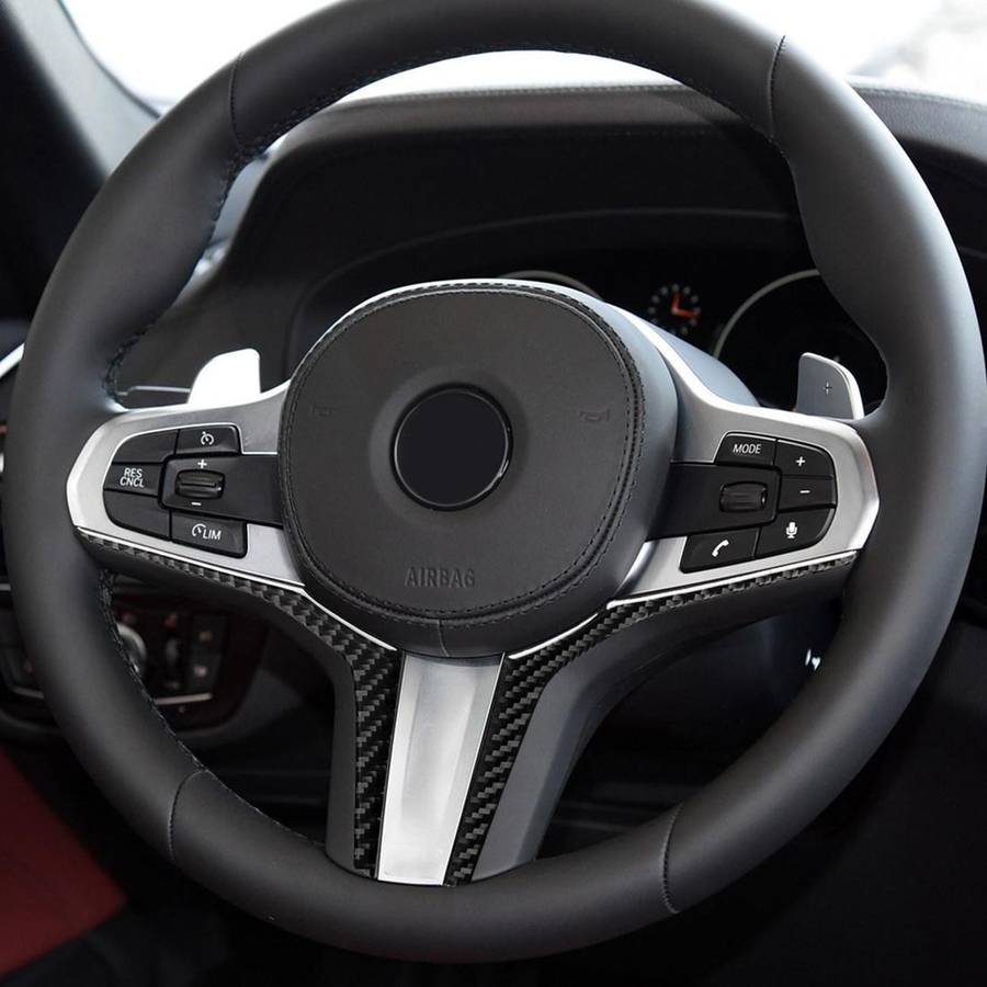 Car Carbon Fiber Steering Wheel Lower Panel Decorative Sticker for BMW G30(2018-2020) / G01(2018-...
