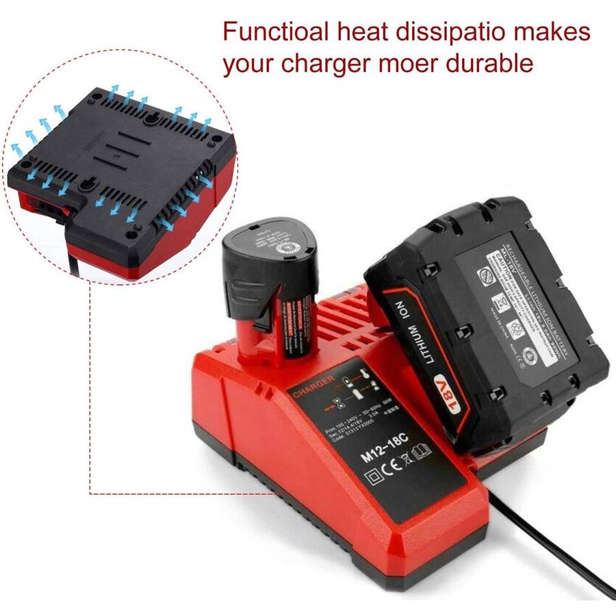 M12-18C For Milwaukee 18V Power Tools Battery Charger, Plug: US