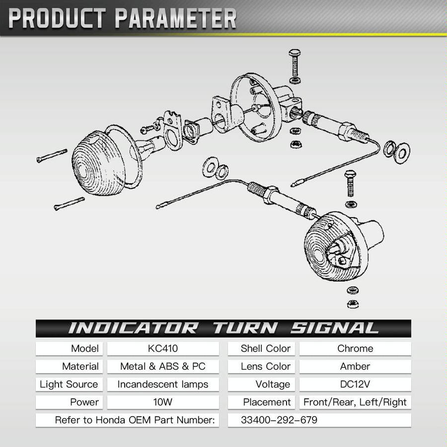 2pcs For Honda CT90 XL100 CM125 CB400 CB750 Motorcycles LED Turn Signal Light