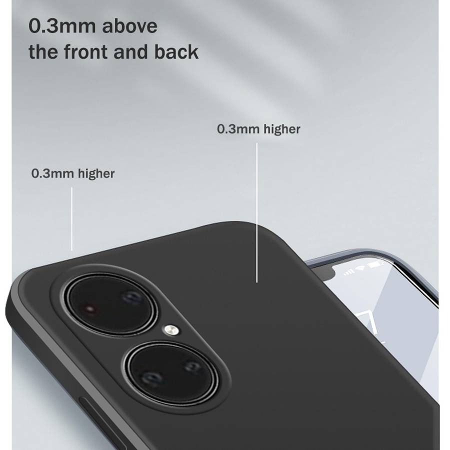 For Huawei P50 Solid Color Imitation Liquid Silicone Straight Edge Dropproof Full Coverage Protec...