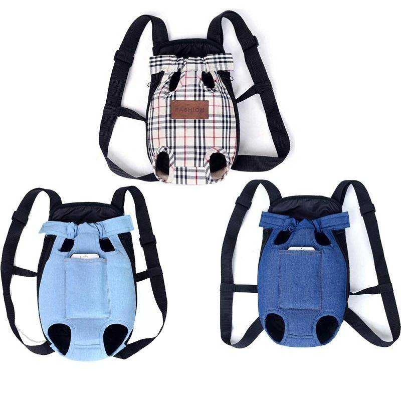 Dog Going Out Foldable On Chest Backpack Pet Carrier Bag, Colour: Blue Denim (Four Seasons)(M)