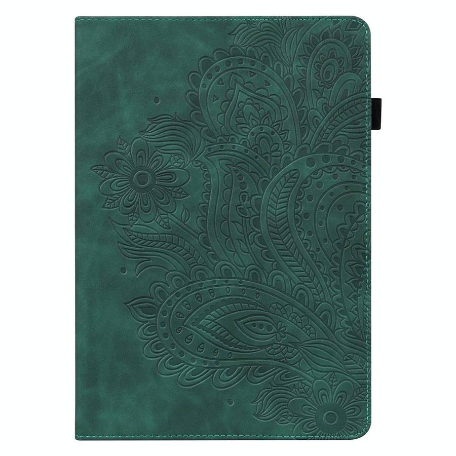 For Samsung Galaxy Tab A7 Lite Peacock Embossed Pattern Leather Tablet Case(Green)