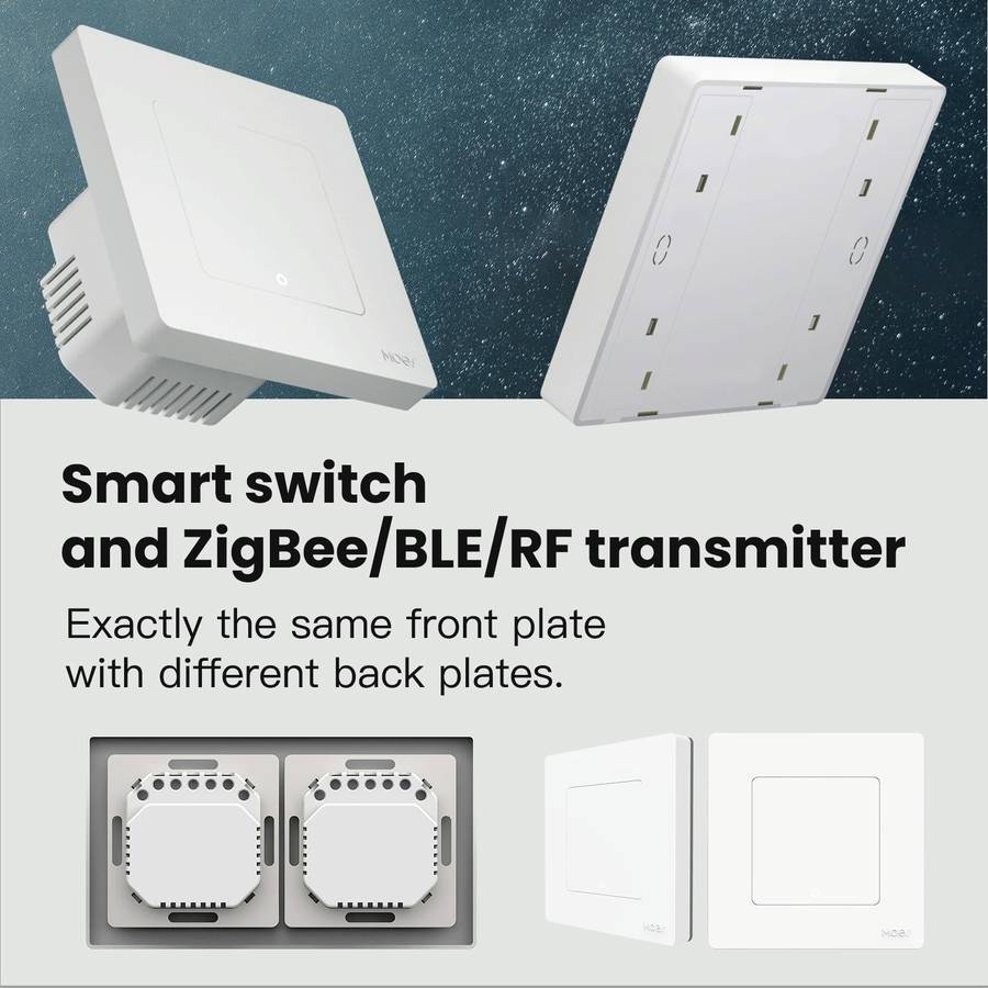 Tuya ZigBee Smart Single-fire Zero-fire Sharing Timing Voice Wall Switch EU Plug, Style: 2 Ways (...