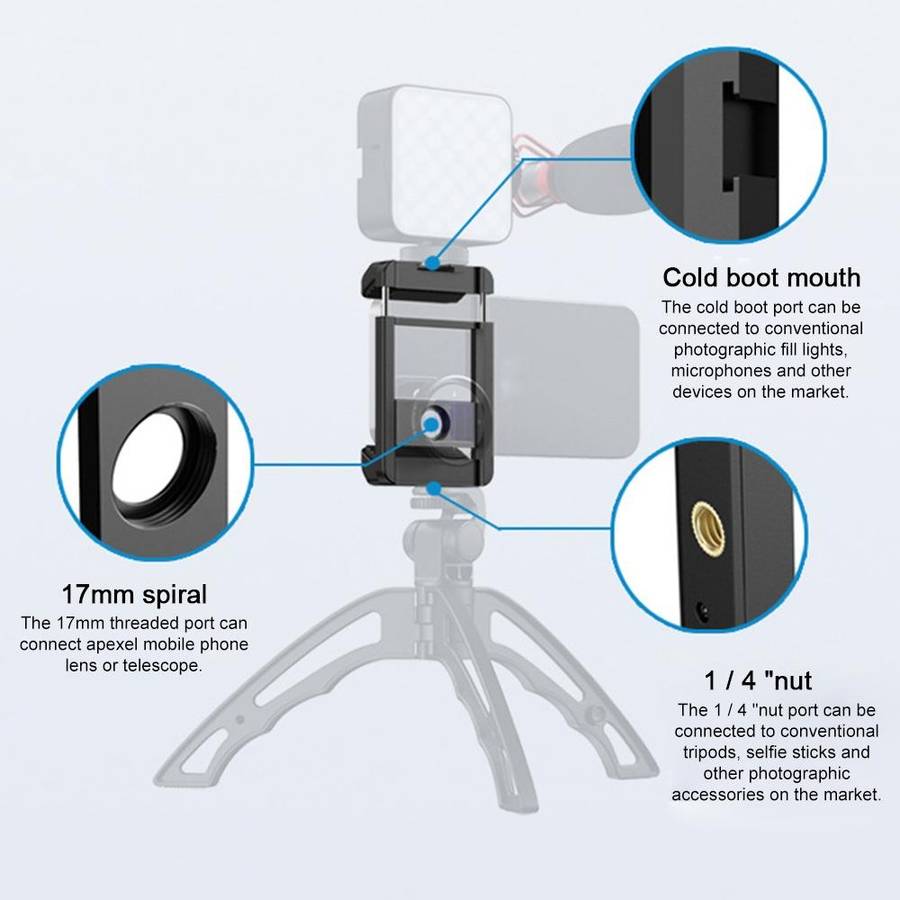 APEXEL F001 Multifunctional Handheld Stabilizer Rig Mount Lens Phone Clip