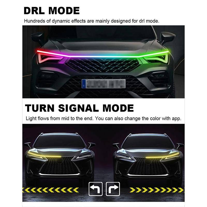 Car Startup Scan Through Hood LED Daytime Running Atmosphere Light, APP Control, Length:1.5m(Symp...