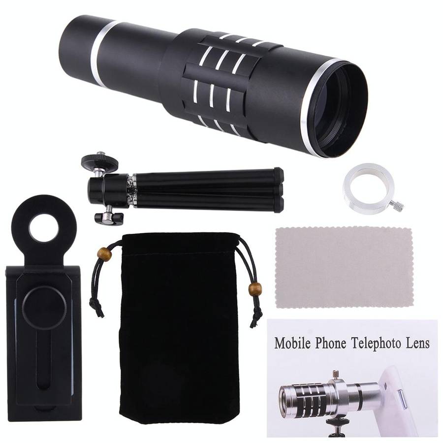 Universal 18X Magnification Lens Mobile Phone 3 in 1 Telescope + Tripod Mount + Mobile Phone Clip...