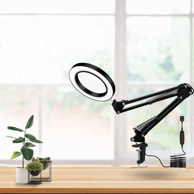LED Eye Protection Reading Book Light USB Folding Clip Magnifying Glass Electronic Maintenance Li...