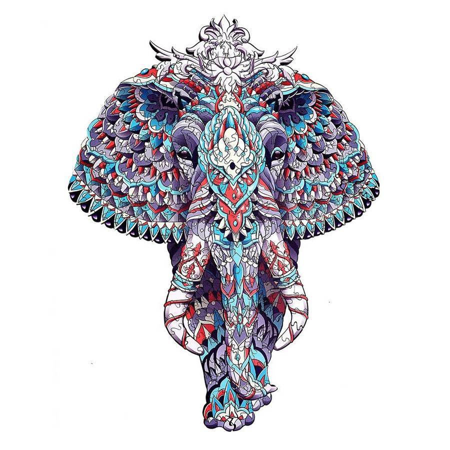 Irregular Wooden Animal Alien Puzzle High-Difficulty Three-Dimensional Puzzle Toy(Elephant)
