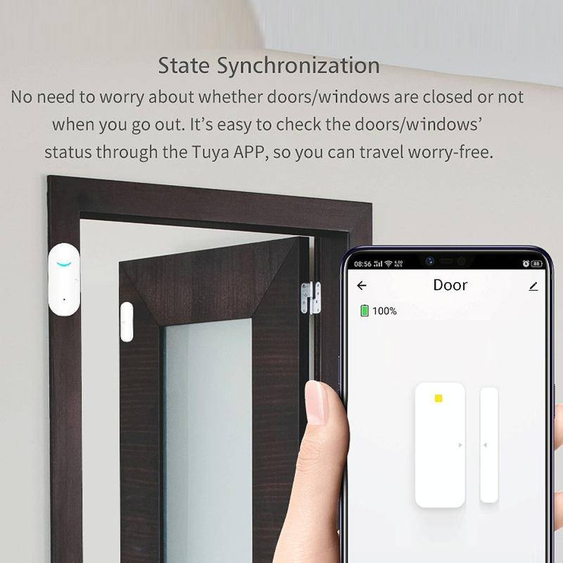 Tuya WiFi Door Magnetic Sensor Remote Intelligent Linkage Doors Windows Switch Anti-alarm APP Rem...