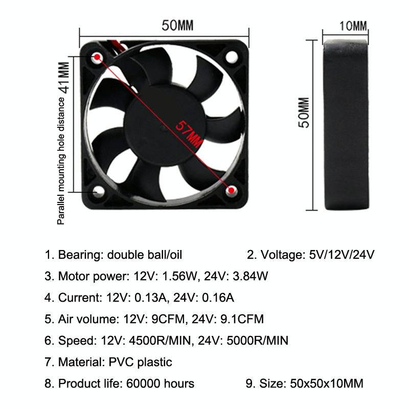 3pcs XIN RUI FENG 12V Oil Bearing 5cm Silent DC Cooling Fan