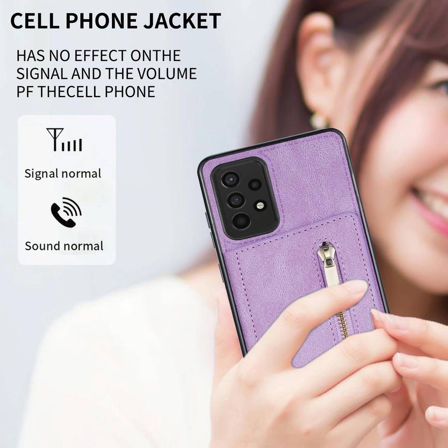 For Samsung Galaxy A53 5G Zipper Card Holder Phone Case(Purple)