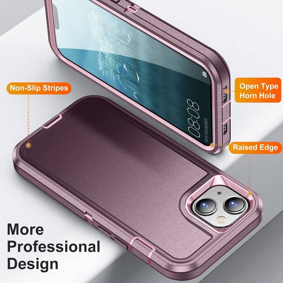 For iPhone 15 Life Waterproof Rugged Phone Case(Purple + Pink)