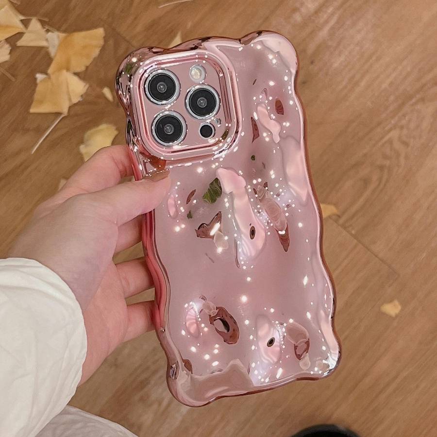 For iPhone 15 Pro Wave Bubbles TPU Phone Case(Painted Pink)