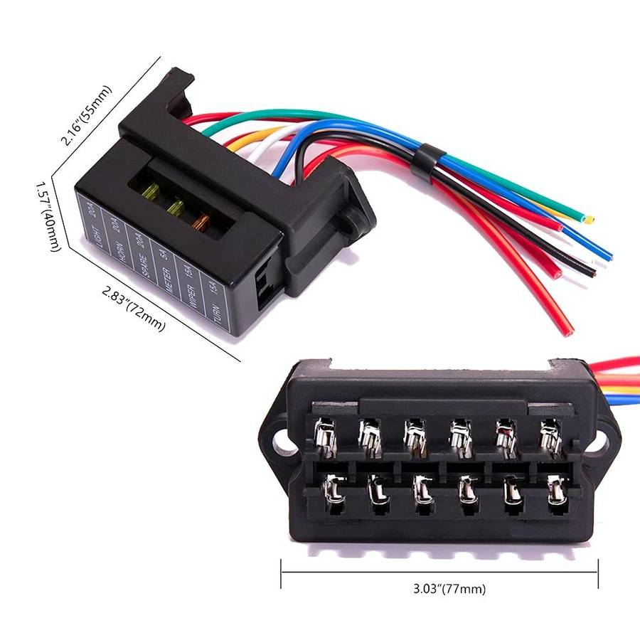 6 Ways 2 In 6 Out Fuse Box Fuse Panel Holder with Fuse