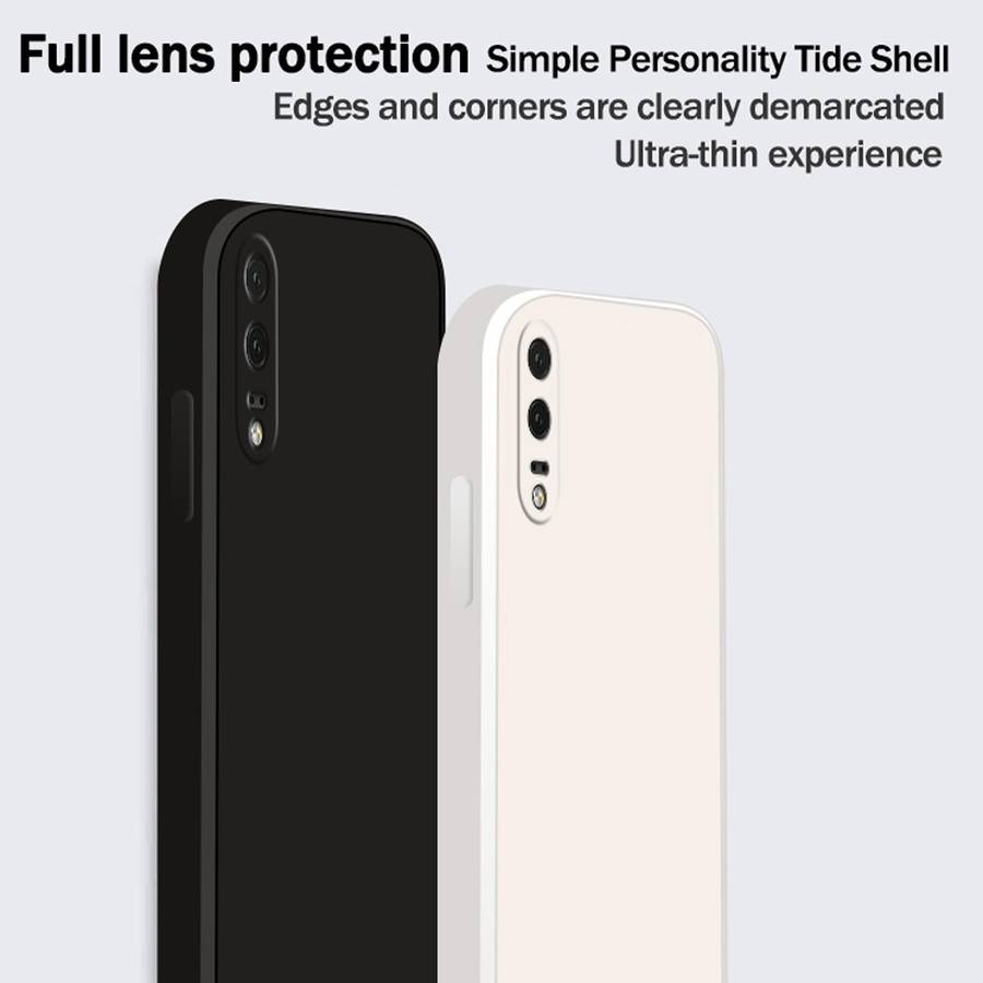 For Huawei P20 Solid Color Imitation Liquid Silicone Straight Edge Dropproof Full Coverage Protec...