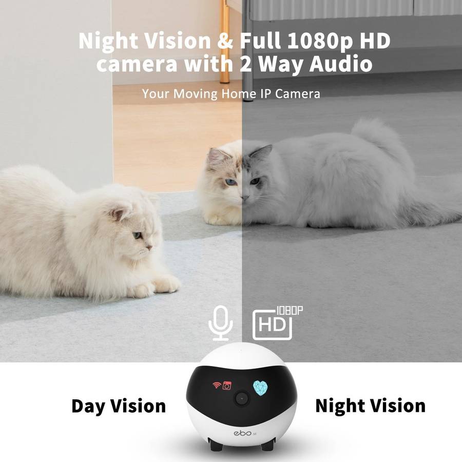 EBO SE 1080P HD Smart Home Companion Robot Remote Monitoring Camera, Support Infrared Night Visio...
