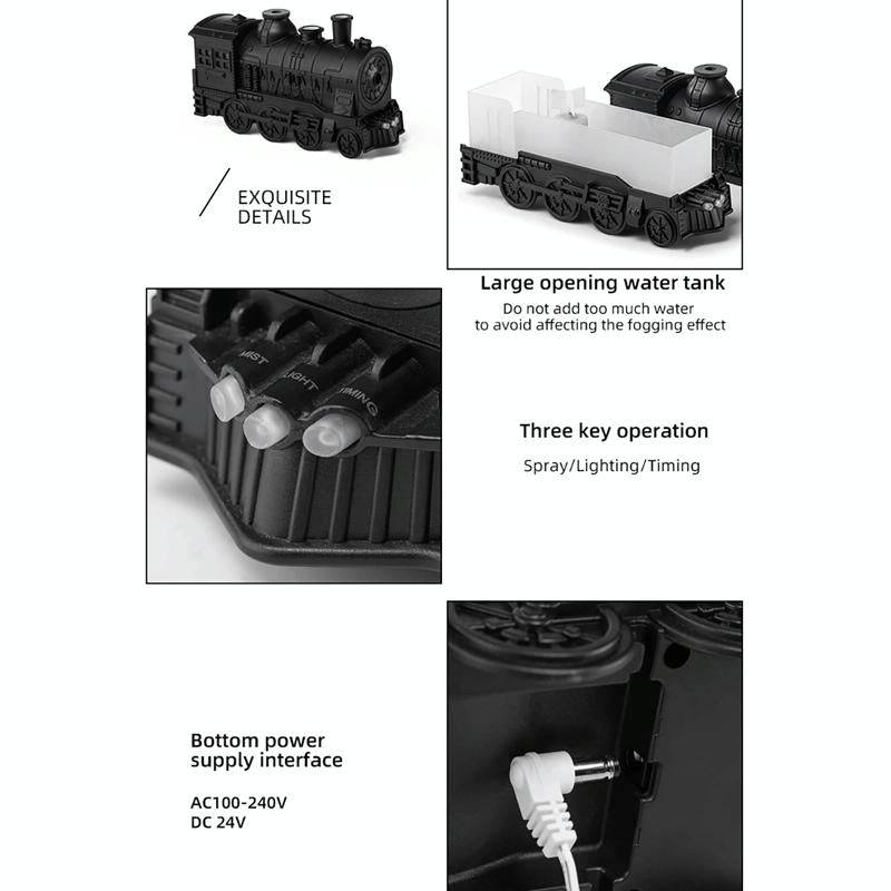 300ml Small Train Essential Oil Diffuser Humidifier With Remote Control US Plug