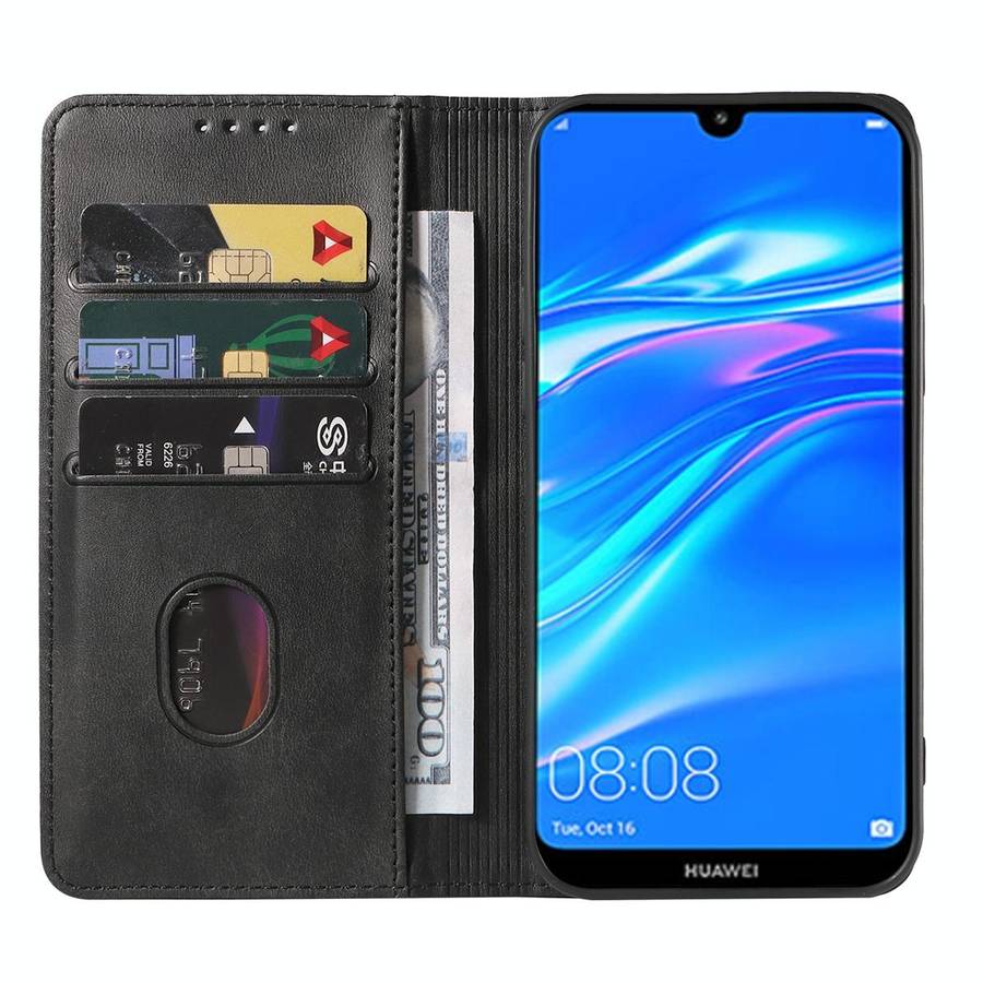 For Huawei Y7 Prime 2019 Magnetic Closure Leather Phone Case(Black)