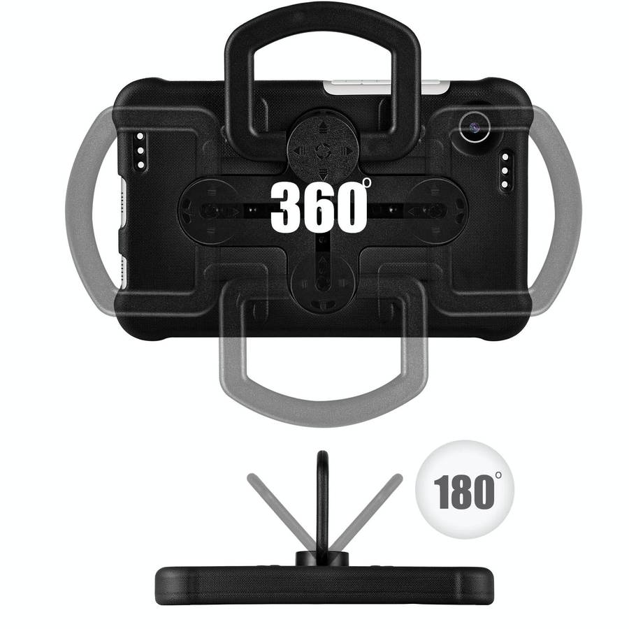 For Samsung Galaxy Tab A9 Shield 360 Rotation Handle EVA Shockproof PC Tablet Case(Black)