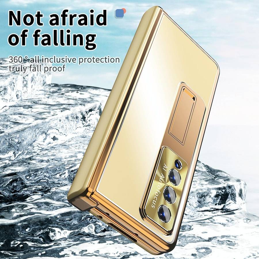 For Samsung Galaxy Z Fold3 5G Aluminum Alloy Double Hinge Shockproof Phone Protective Case(Champa...