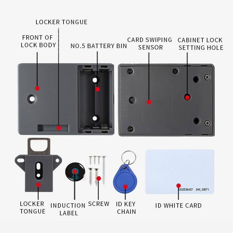 T3 ABS Magnetic Card Induction Lock Invisible Single Open Cabinet Door Lock (White)