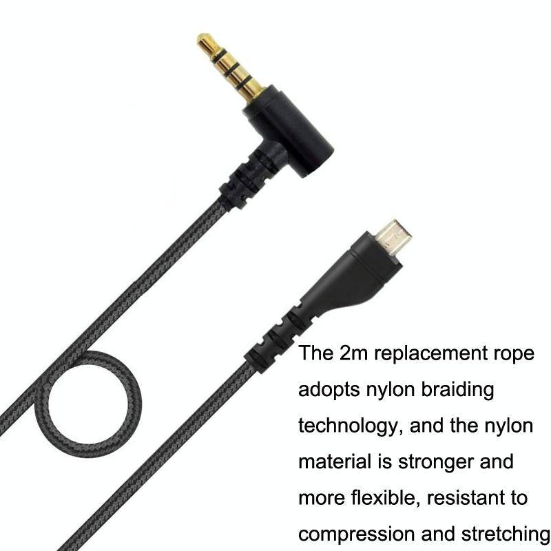 For SteelSeries Arctis 3 5 7 Pro Nylon Weaving Game Headset Cable(Black)