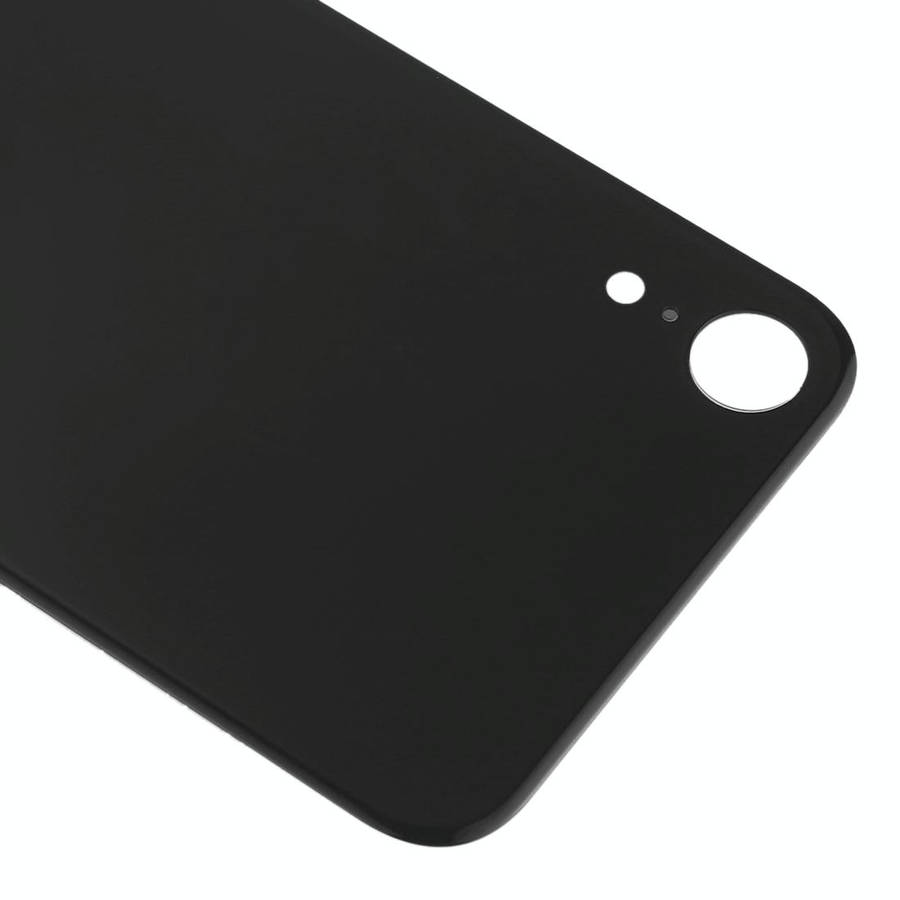 Easy Replacement Big Camera Hole Glass Back Battery Cover with Adhesive for iPhone XR(Black)