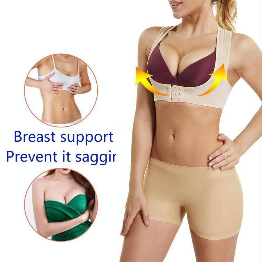 Women Ultrathin Kyphosis Correction Shoulder Support Tight-fitting Orthopedic Belt, Size:M(Flesh ...