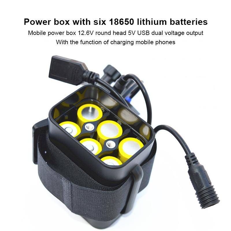 6 Sections 18650 Battery Multi-function Mobile Power Box with 12.4v Round Head & 5v USB Dual Volt...