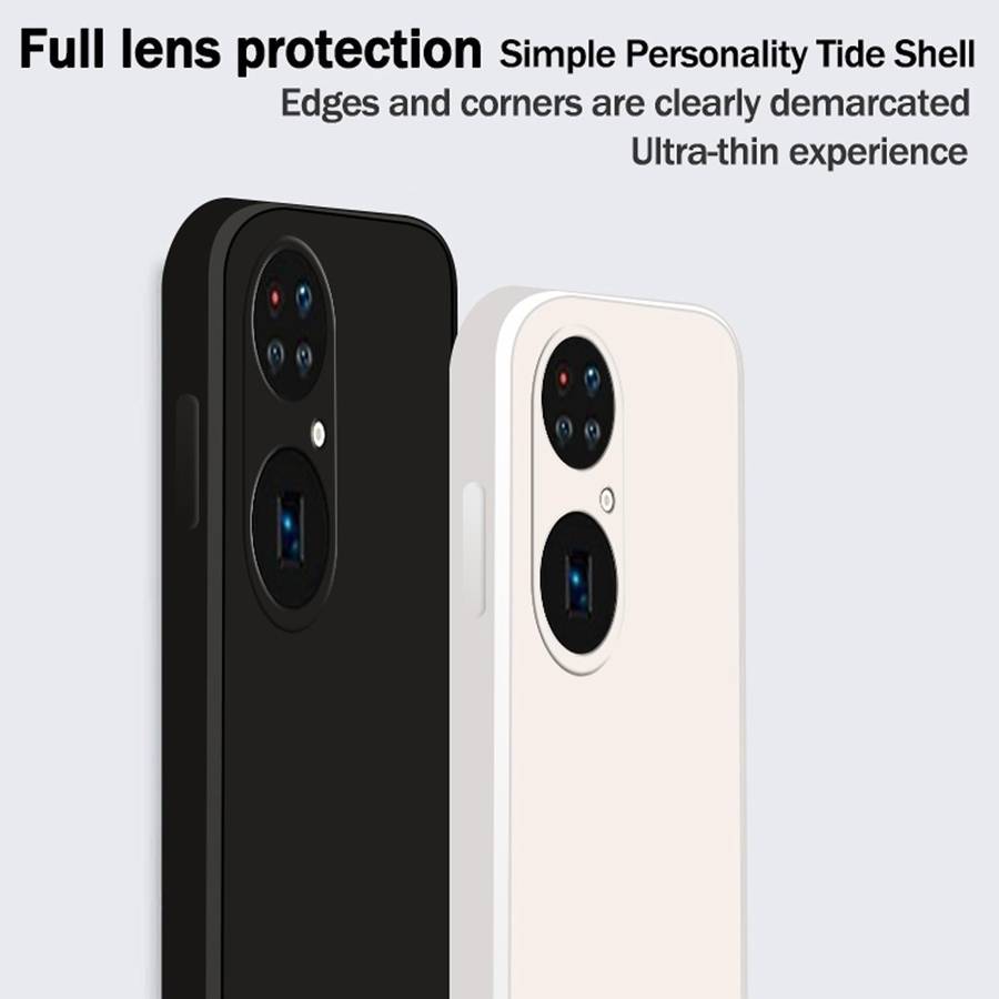 For Huawei P50 Pro Solid Color Imitation Liquid Silicone Straight Edge Dropproof Full Coverage Pr...