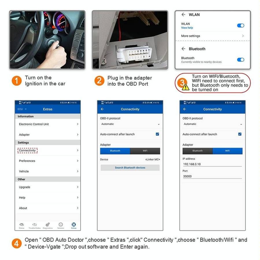 VLINKER MC+ V2.2 Bluetooth 4.0 Car OBD Fault Diagnosis Detector