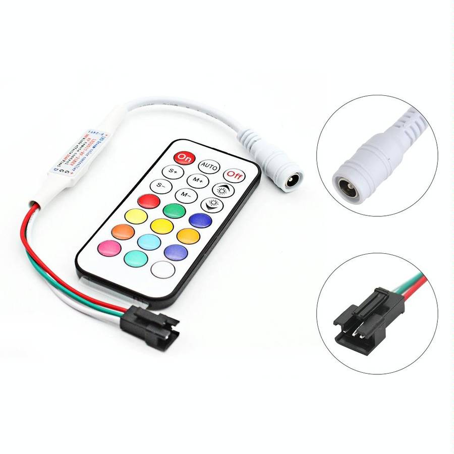 RGB LED Controller with 21-keys RF Remote Controller for WS2812B WS2811 LED Strip