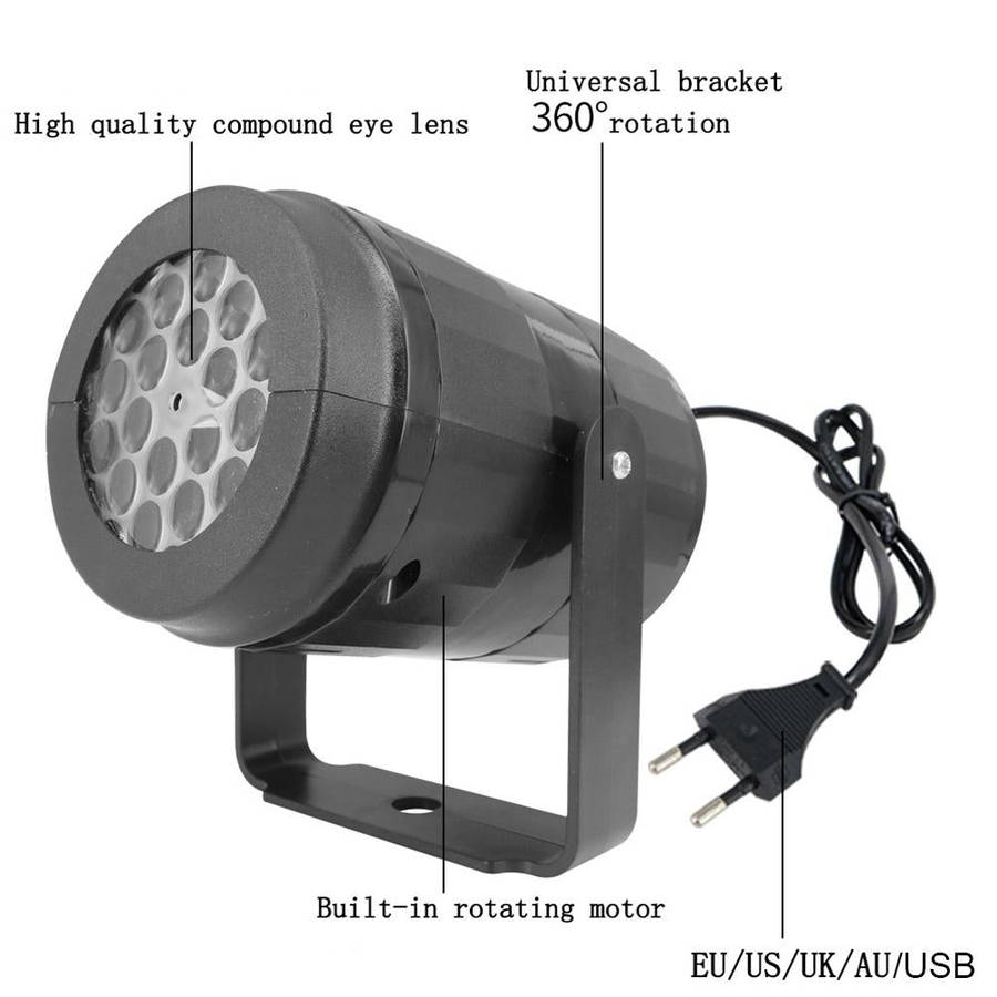 4W LED Snowflake Christmas Decoration Projector Light with 16 Patterns, Spec: USB 5V