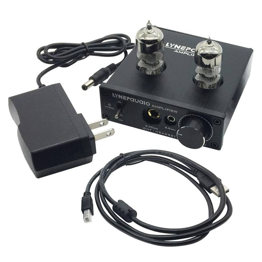 LINEPAUDIO A962 HiFi 6J9 Vacuum Tube Power Headphone Amplifier USB ASIO Sound Card(Black)