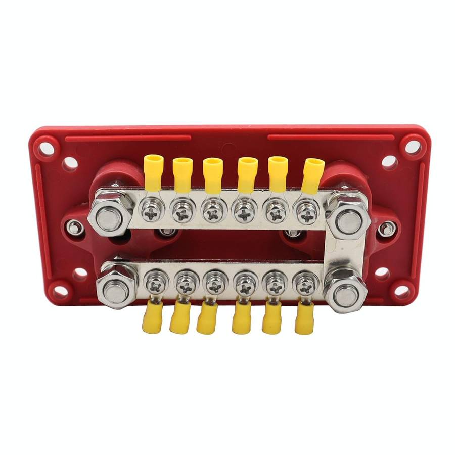 CP-3159 300A 12-48V RV Yacht Modified Double Row 12-way M6 Terminal Busbar with 12pcs Terminals