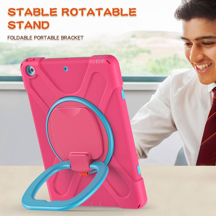 For Apple iPad 10.2 2021 / 2020 / 2019 Contrast Color Silicone + PC Protective Case with Holder &...